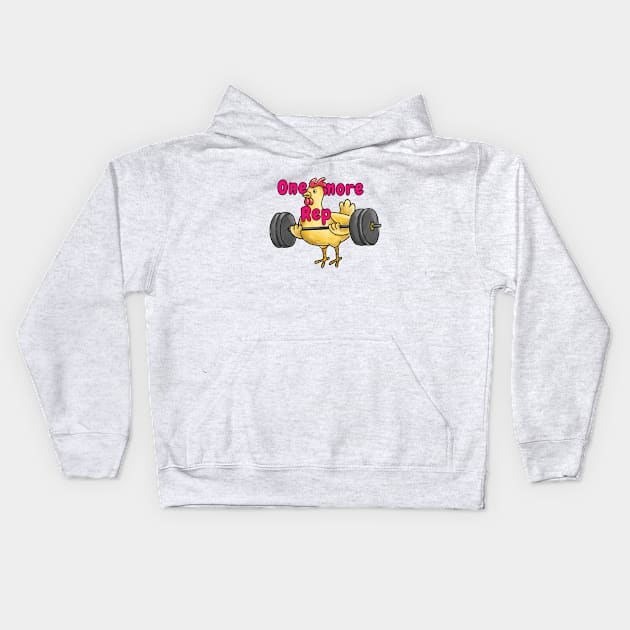 Gym chicken one more rep Kids Hoodie by BibekM